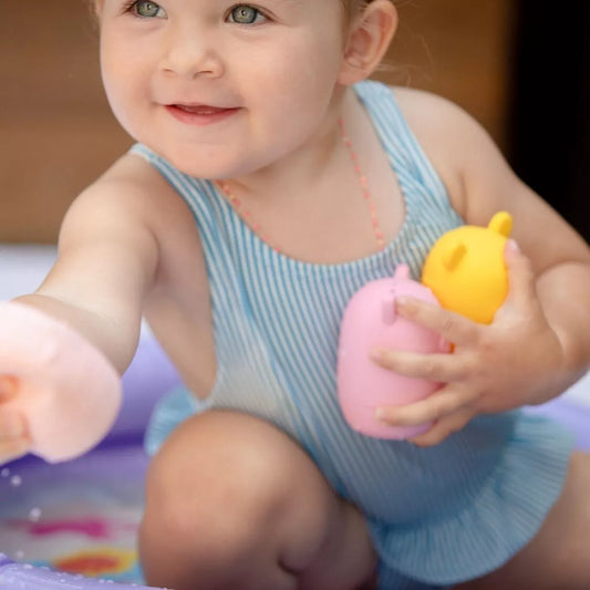 Jouets de Bain – Animaux Rigolos en Silicone (Set de 4) – Orangé