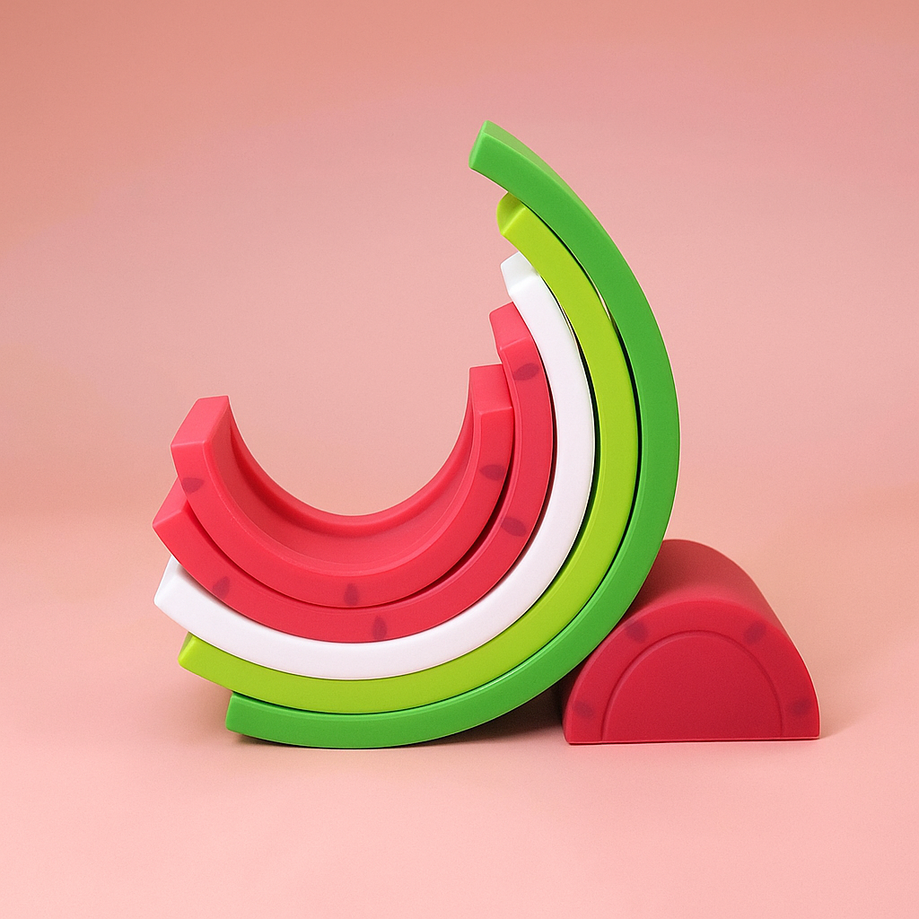 Jouet d’Éveil – Pastèque Empilable en Silicone (6 Arches)