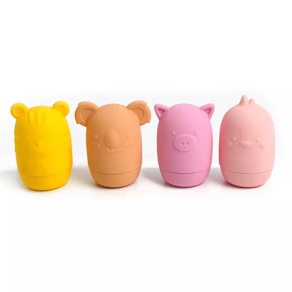 Jouets de Bain – Animaux Rigolos en Silicone (Set de 4) – Orangé