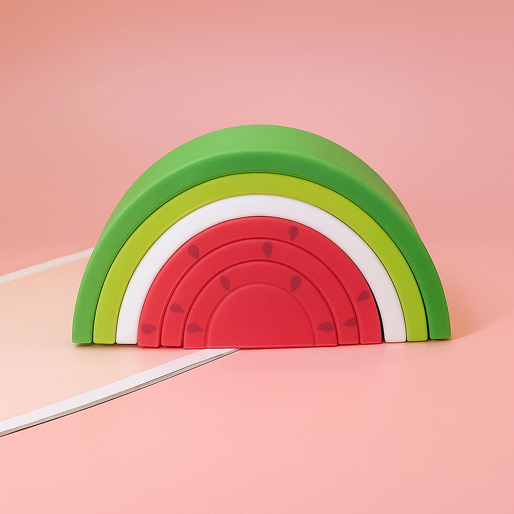 Jouet d’Éveil – Pastèque Empilable en Silicone (6 Arches)
